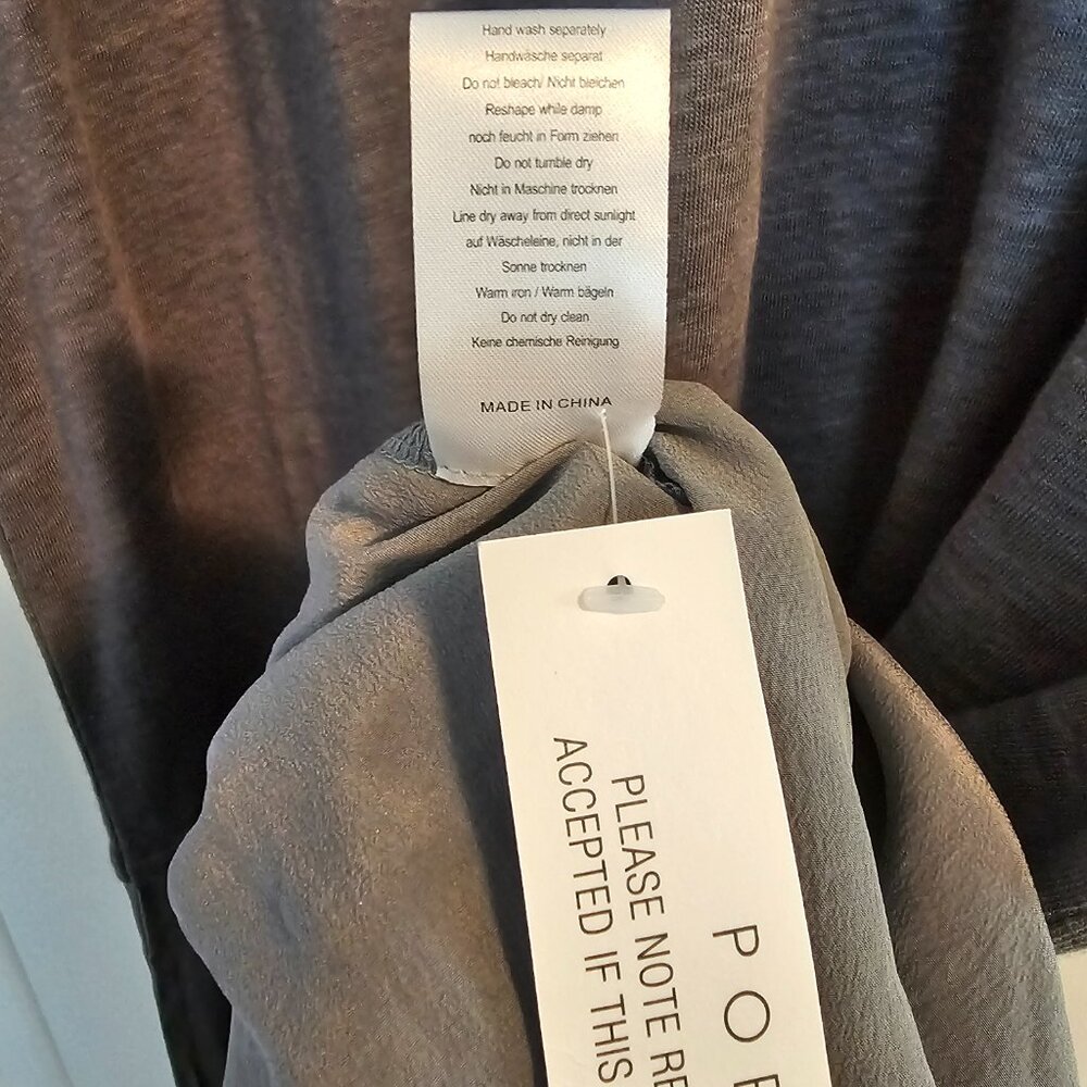POETRY grey linen slub dress with silk trim NWT sz 12 - Picture 5 of 5